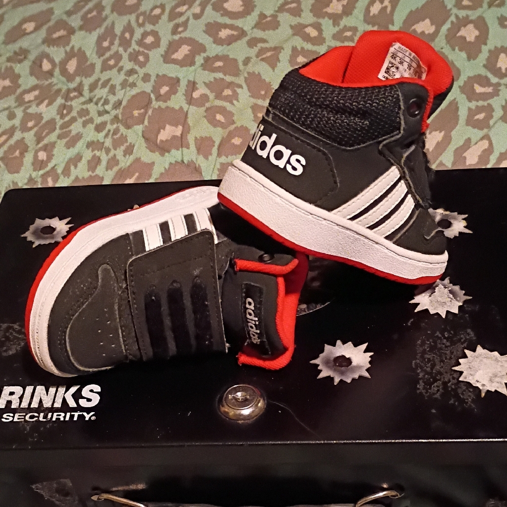 Adidas Black and Red Kids' Sneakers